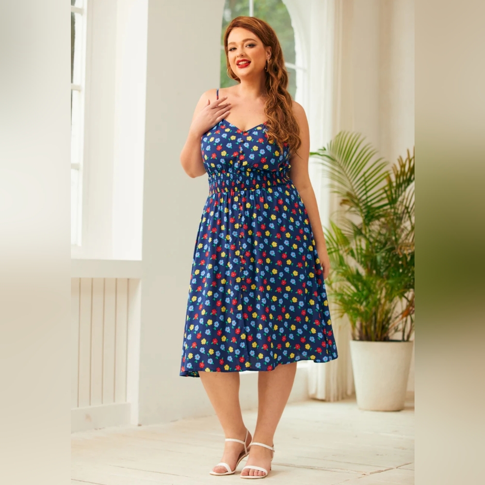 NWT Modcloth Blue Floral Midi Sundress